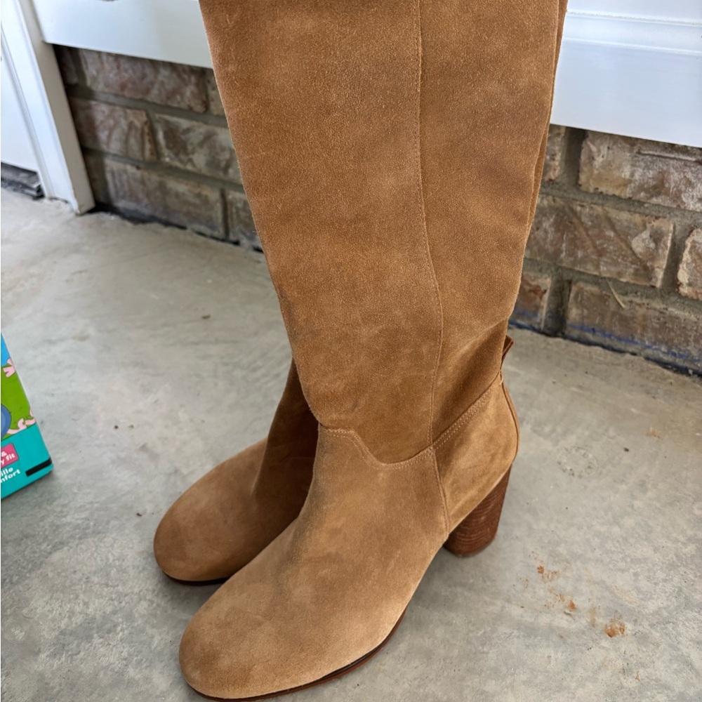 Sam Edelman Knee High Boots Heel Round Toe Brown